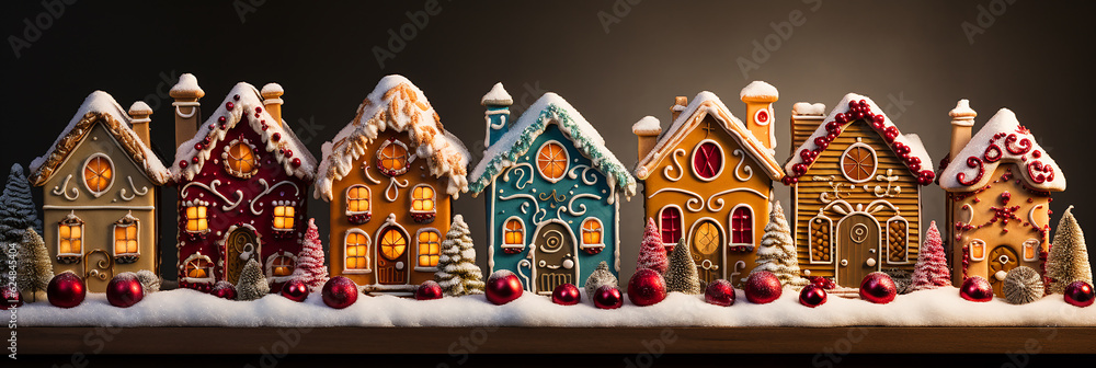 Naklejka premium A Christmas gingerbread house. AI generativ.
