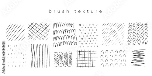 Different types of hatching, hand drawn textured patterns. thin brush rough organic ornaments for decorations. Vector texture backdrops.