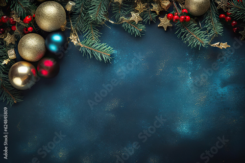 Festive Christmas Decor Background with Space for Text. created with Generative AI