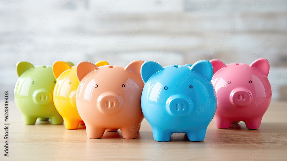 closeup of group of piggy bank, ai generated closeup of group of piggy bank, ai generated