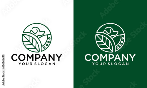 Dog Leaf Logo Design Vector