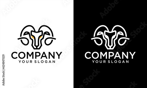 Abstract vector horns ram animal sheep logo, icon Aries, sign goat. Design template premium brand business, graphic badge company.