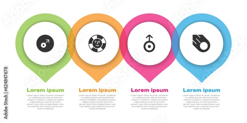 Set Mars symbol, Sun, Symbol Uranus and Comet. Business infographic template. Vector