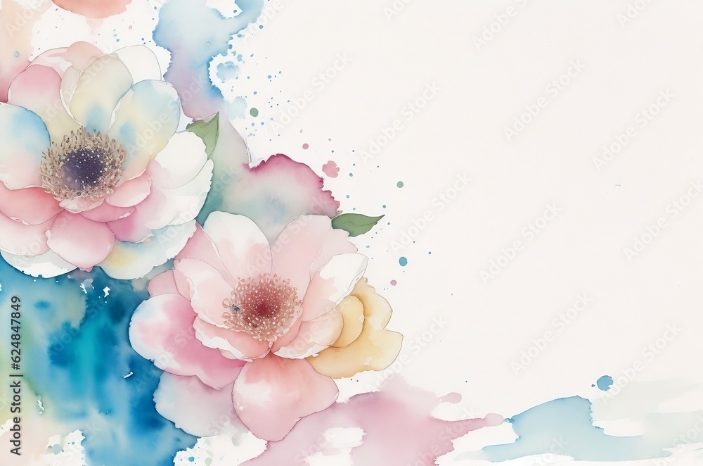 A bouquet of flowers painted in watercolor