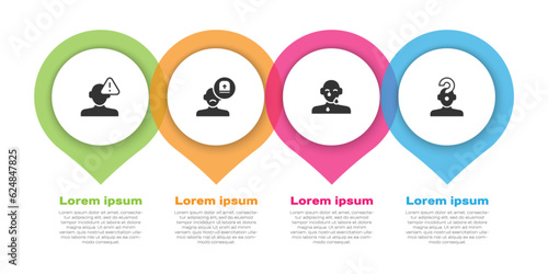 Set Finding a problem in psychology, Male doctor, Tear cry eye and Human with question mark. Business infographic template. Vector