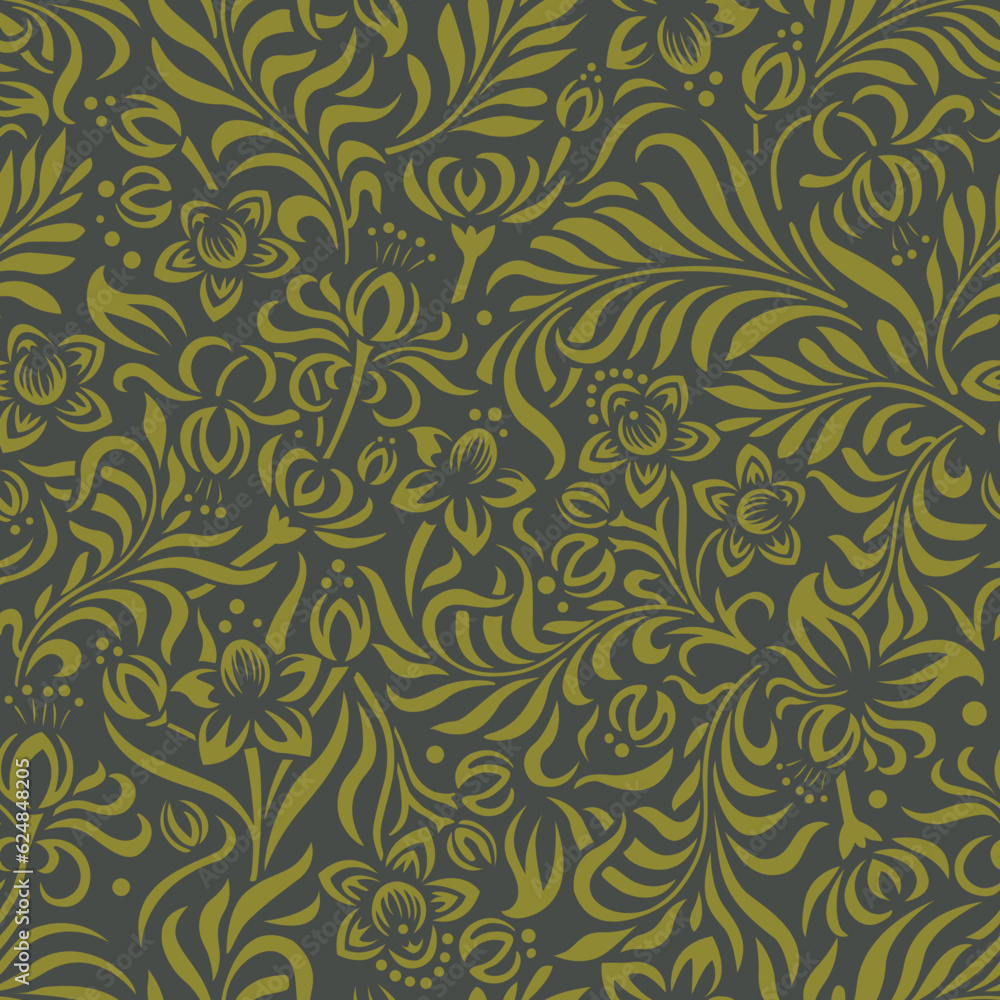 Daffodil and palm frond vector pattern wallpaper repeat Daffodil and palm frond vector pattern wallpaper repeat