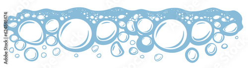 Bubbly water in line, hygiene or laundry soap suds