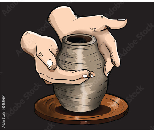 Two Hands doing pottery