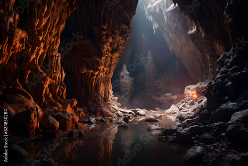 A cave and a stalactite  cave speleology exploring
