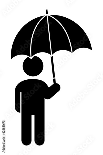 雨を差す人のシルエット