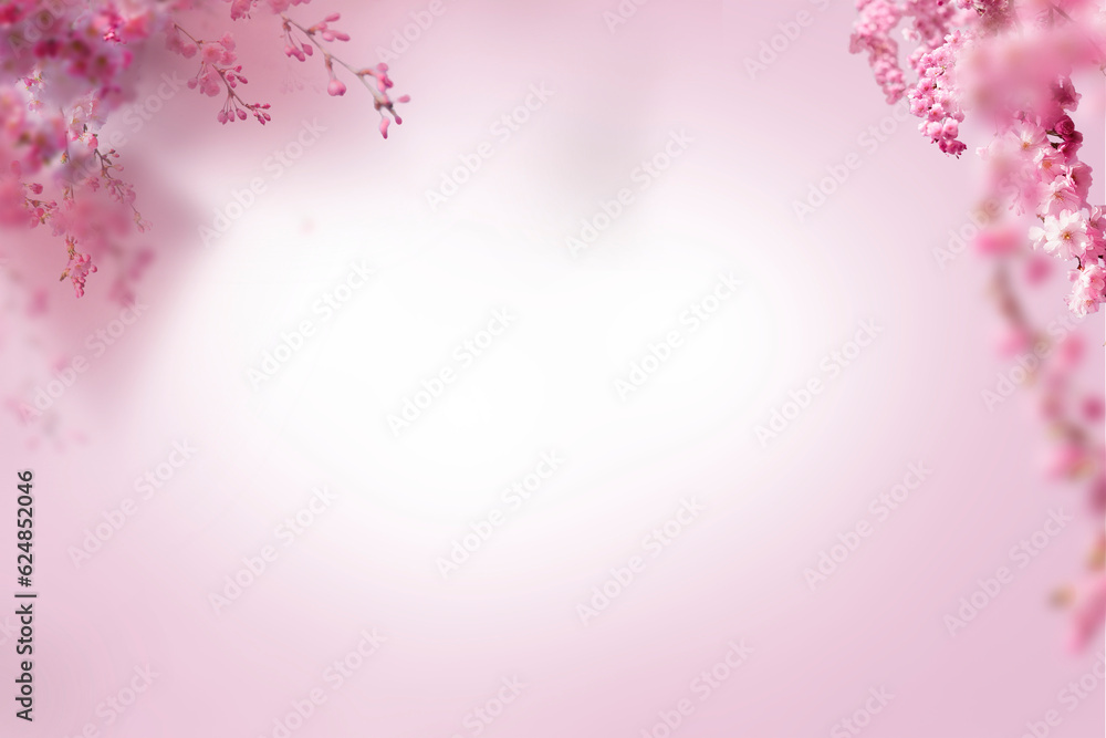Sakura spring cherry blossom flowers on a tree branch isolated. Branch overlay. Pink white flower on transparent background.