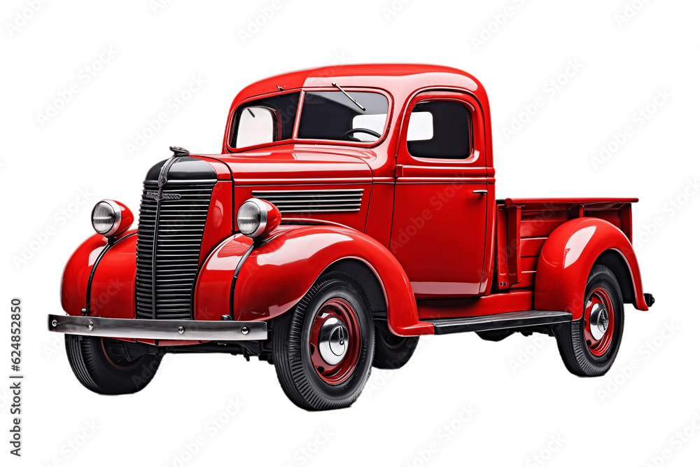 Red Truck on a Transparent Background. AI