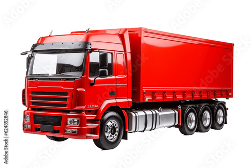 Red Truck on a Transparent Background. AI