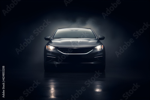 Black generic unbranded luxury sport car on a black background  Generative AI