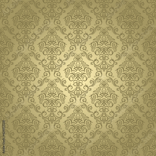 Vector seamless damask pattern background with floral baroque elements. Floral ornament graphic pattern for fabric, wallpaper, packaging, textile, upholstery.