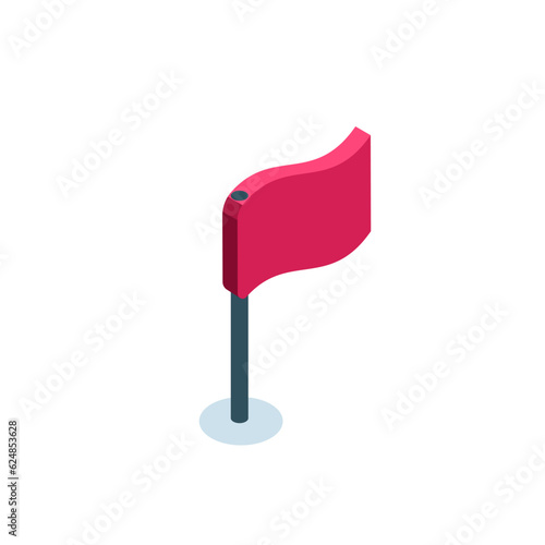 isometric flag icon in color on white background, business success or goal achievement