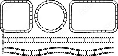 black white film strip frame set