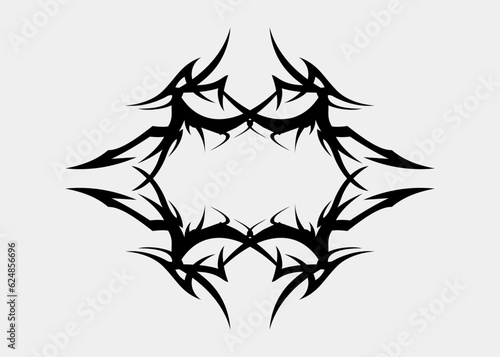 Symmetrical tribal motif of sharp thorns