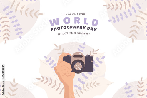Banner for world photography day, vector illustration
