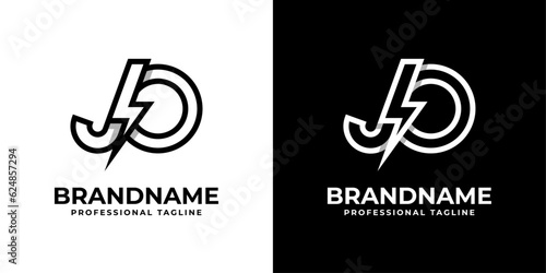 Letter JO Thunderbolt Logo, suitable for any business with JO or OJ initials.
