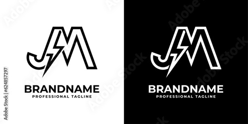 Letter JM Thunderbolt Logo, suitable for any business with JM or MJ initials.