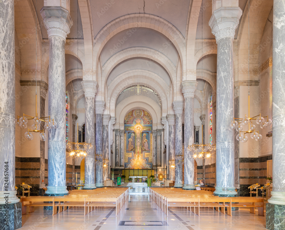 ANNECY, FRANCE - JULY 11, 2022: The nave of church Basilique de la Visitation.