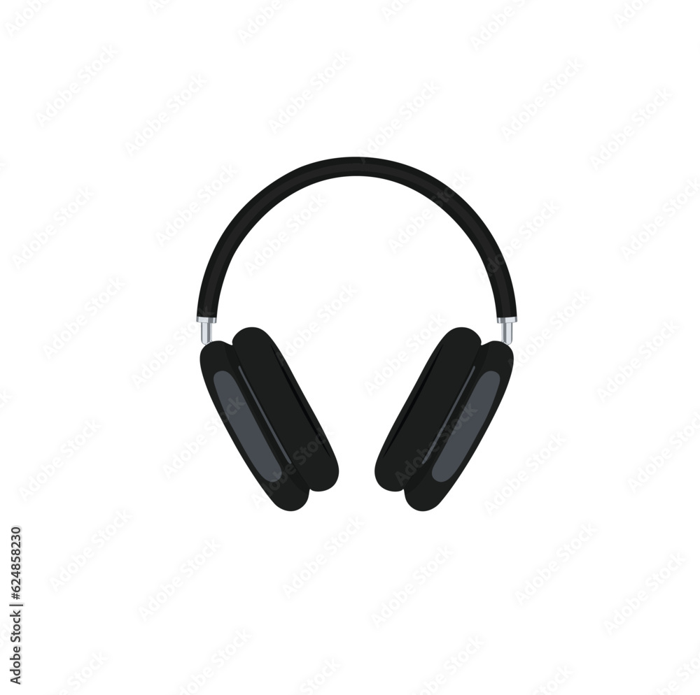 Obraz premium Headphone flat vector isolated on white background. Back to school concept. Music device.