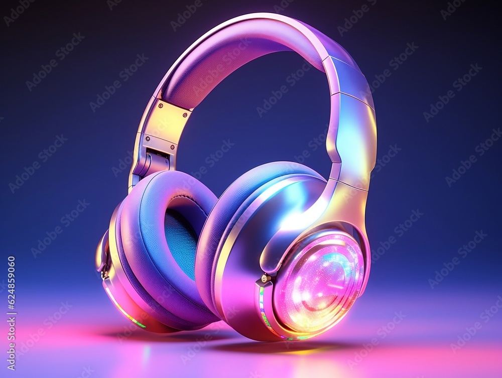 holographic headphones, futuristic and modern music holographic headphones, futuristic and modern music