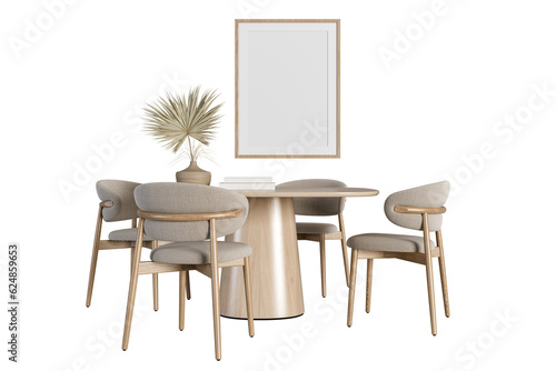 table with chairs and table on white background 