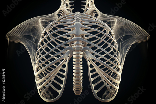 Fotografiet X-ray of human rib cage 3d illustration