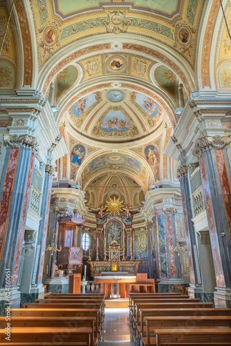 IVREA, ITALY - JULY 15, 2022: The nave of church Chiesa di San Salvatore. © Renáta Sedmáková