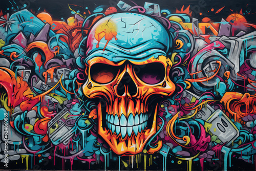 skull colorful on background