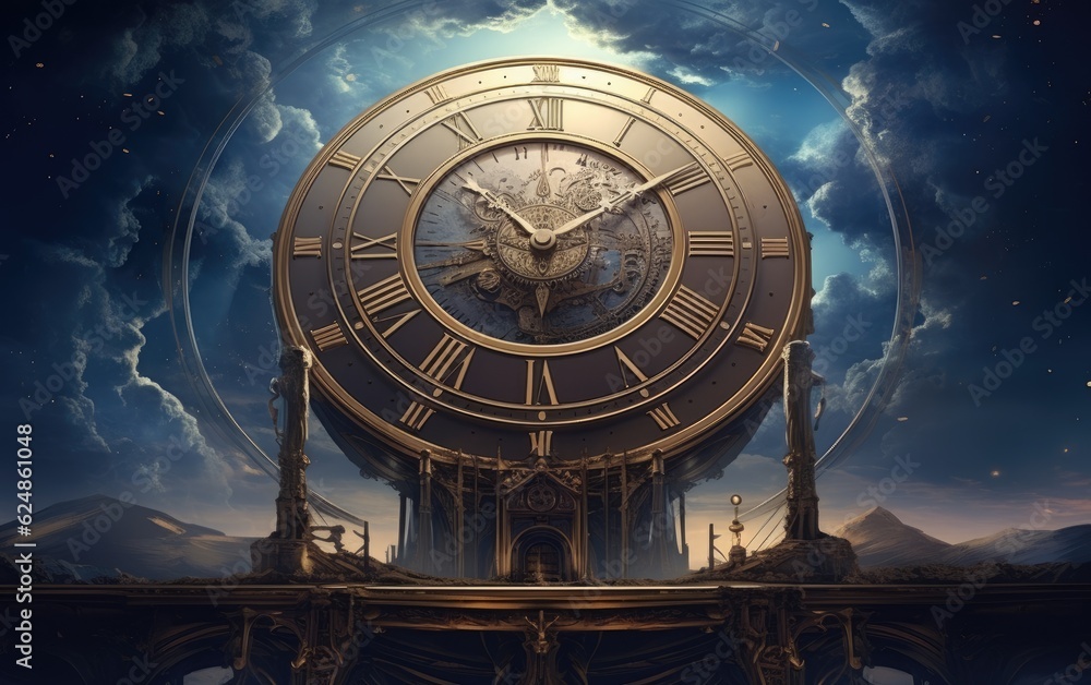 Obraz premium Astronomical clock country with the blue sky and clouds.