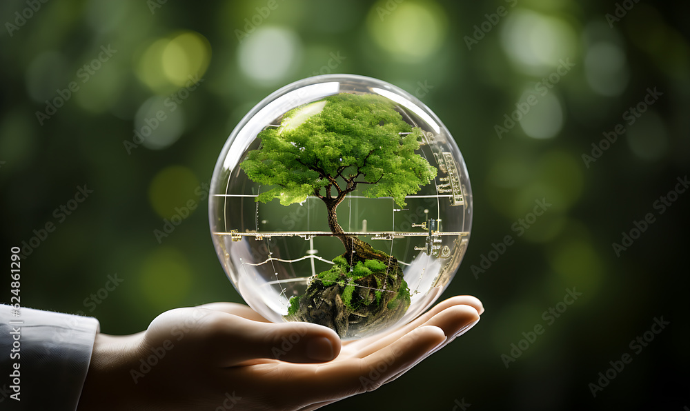 A Hand Holding a Magnifying Glass with Leaf. Ecology and World Sustainable Environmental Protection Concept. Saving the Environment, Saving the Clean Planet. Generative AI. A Hand Holding a Magnifying Glass with Leaf. Ecology and World Sustainable Environmental Protection Concept. Saving the Environment, Saving the Clean Planet. Generative AI.