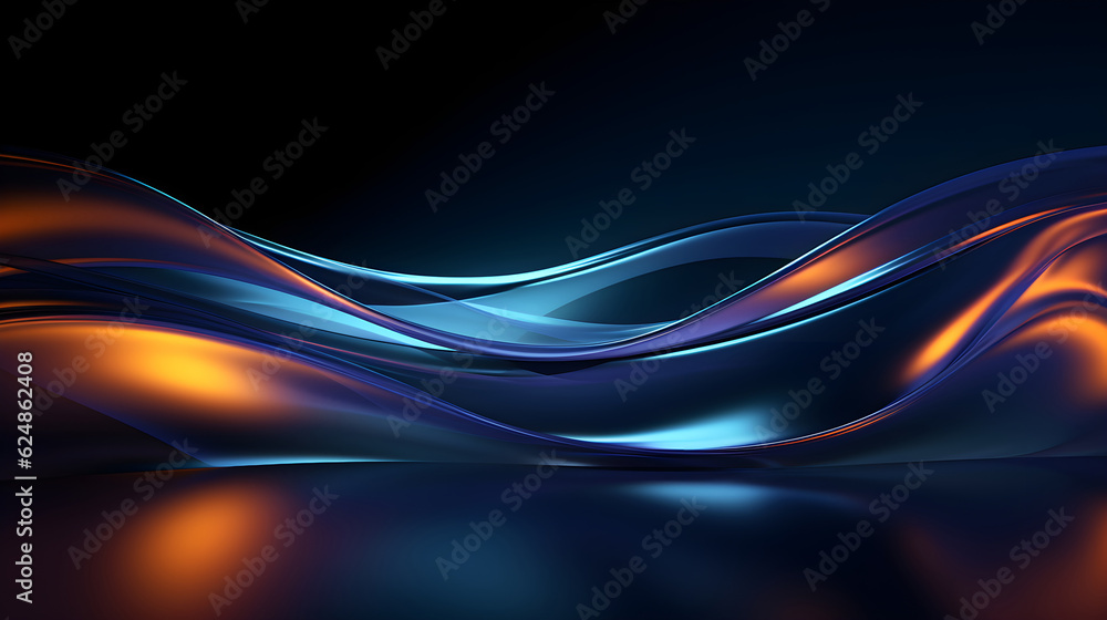 Fototapeta premium Energy Colorful Flow Dynamic Waves Smooth Shining Lines Style Soft Light Glowing Abstract Wave Shape Background. Generative AI.