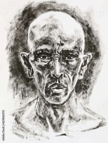 Portrait of a man. A dramatic pencil sketch of a face