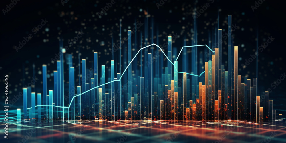 Chart of business data graph diagram and growth financial graphic report information on futuristic finance Chart of business data graph diagram and growth financial graphic report information on futuristic finance