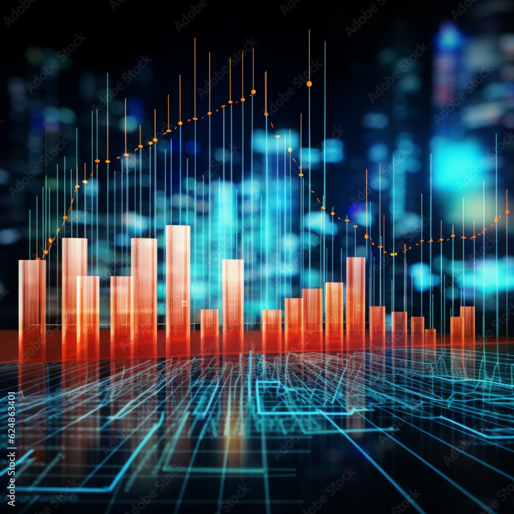 Chart of business data graph diagram and growth financial graphic report information on futuristic finance Chart of business data graph diagram and growth financial graphic report information on futuristic finance