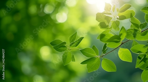 Closeup beautiful view of nature green leaves on blurred greenery tree background