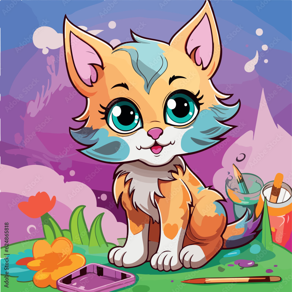 Fototapeta premium illustration of a cat