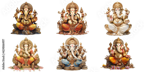 set of Indian God Ganesh isolated photo