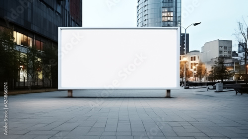 Big billboard standing in the city. white advertising field for advertising. Mockup billboard,