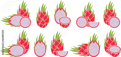 Dragon fruit logo. Isolated dragon fruit on white background