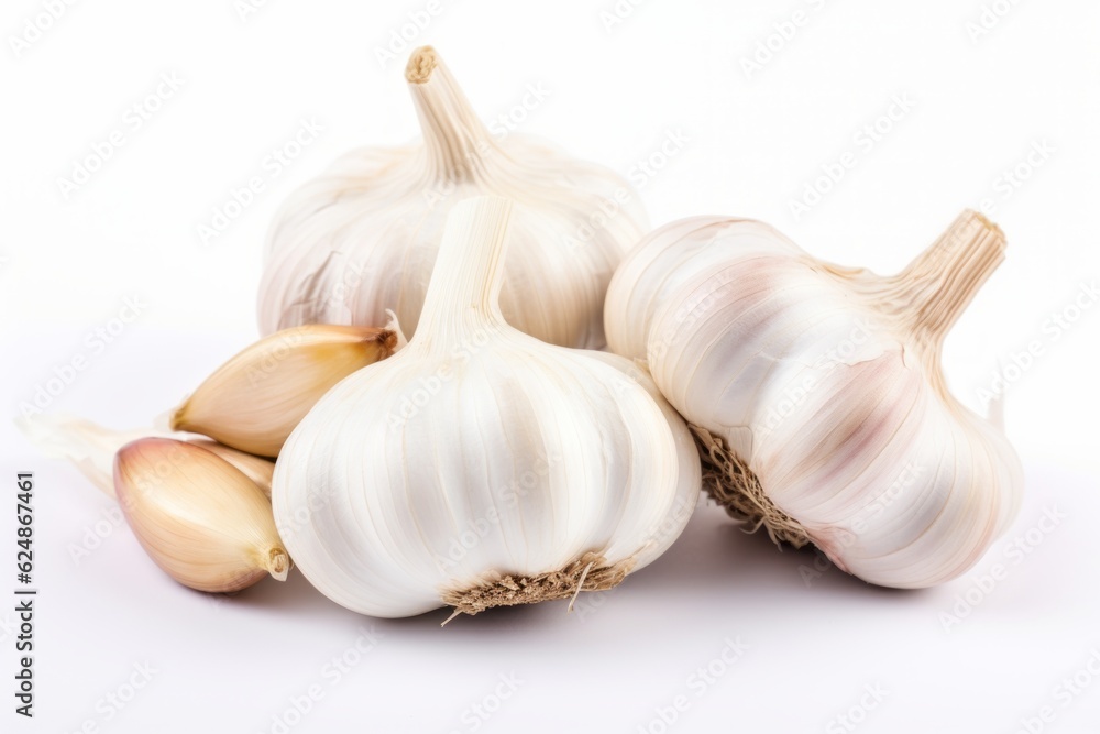 Garlic isolated on white background. Generative AI