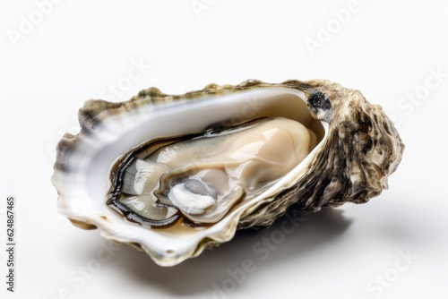 Oyster shell on white background. Generative AI