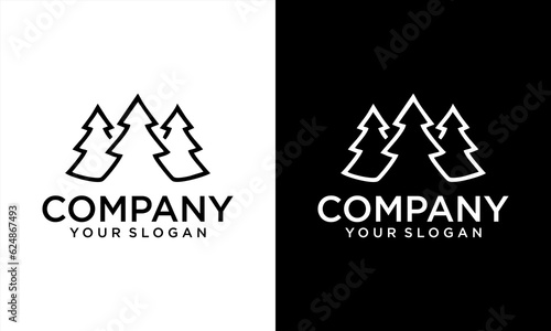 Three pines logo Vector Art