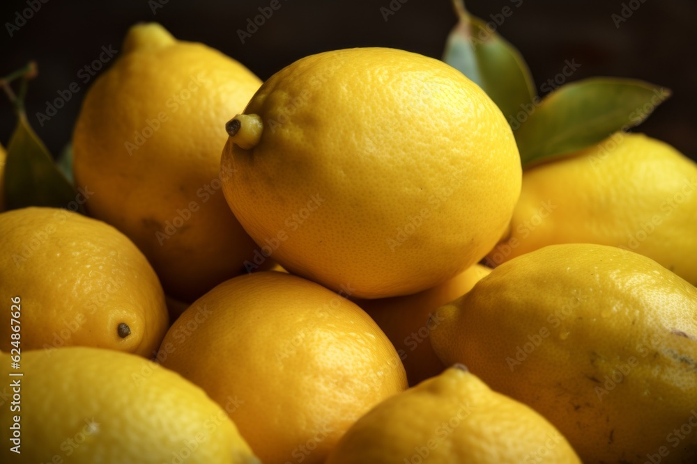 Lemons , close-up. Generative AI