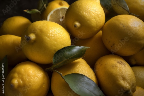 Lemons , close-up. Generative AI
