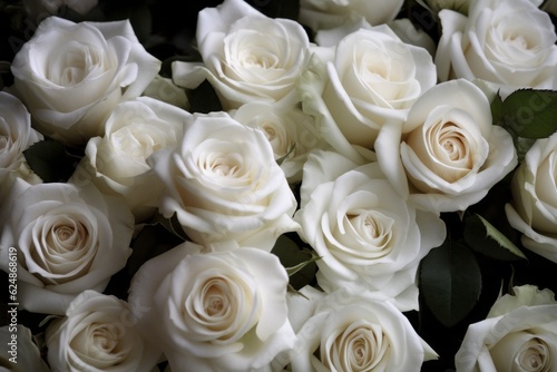 White roses background. Generative AI