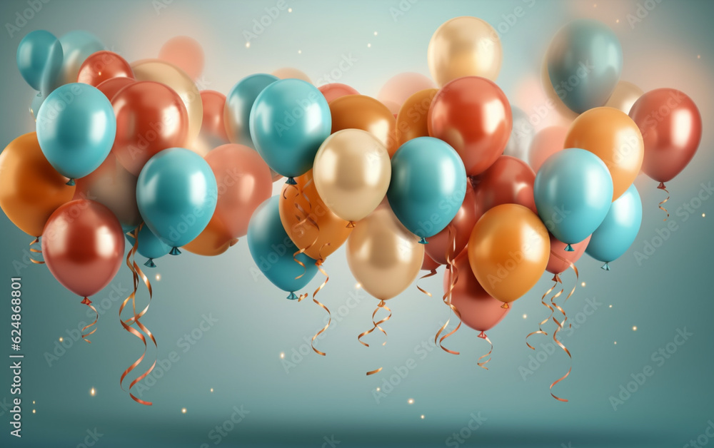 Elegant happy birthday with realistic balloons Elegant happy birthday with realistic balloons